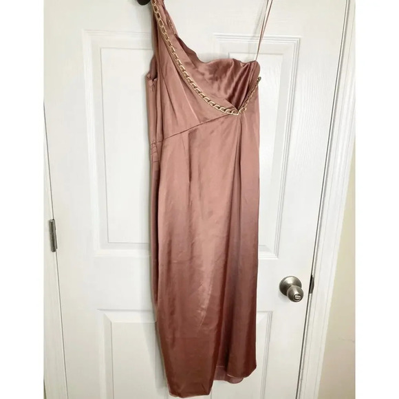 REISS Adaline One-shoulder draped satin dress - Picture 8 of 14